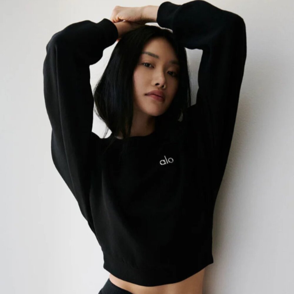 Alo Cropped Accolade Crewneck Sz Small
